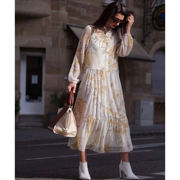 h&m chiffon floral dress